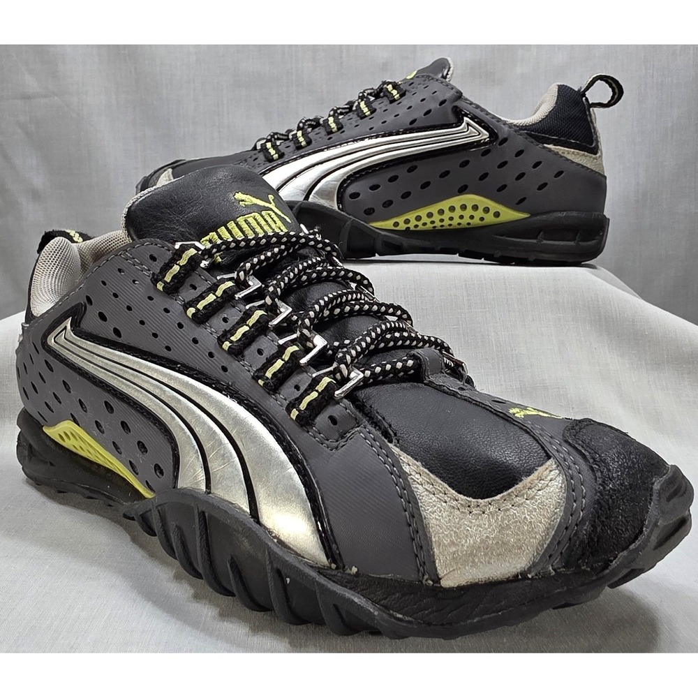 Puma Cell Meio Womens 7 Sneakers‎ Grey Silver Lime Green Y2K